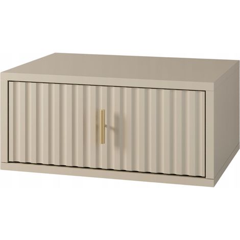 Mesita de noche colgante con frontal acanalado, cachemir/beige, mesita de noche dorada (1/4)
