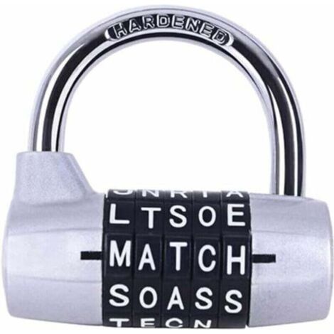 Serrure de casier de salle de sport, serrure à 5 lettres, serrure à combinaison à 5 chiffres, cadenas de sécurité pour casier de salle de sport, casier de sport, clôture, étui, rangement à loquet (arg (1/5)