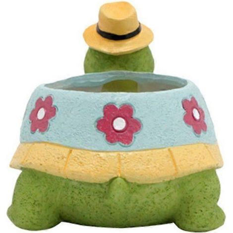 Pot de fleurs de jardin, pot de fleurs en résine en forme de tortue, pot de fleurs animal, vase de bureau (1/4)