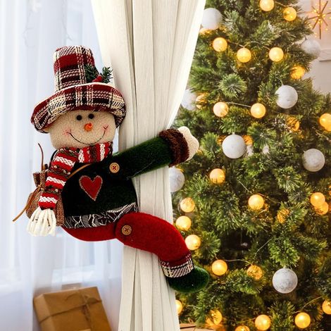 Pinces à rideaux bonhomme de neige de Noël, rubans de décoration de Noël pour la maison, adaptés au salon et à la chambre (1/5)
