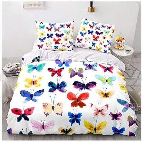Parure de lit Housse de Couette en Microfibre Taies 3D Imprimé Sets Housse de Couette Papillon Multicolore,220x240cm - YI0 (1/4)