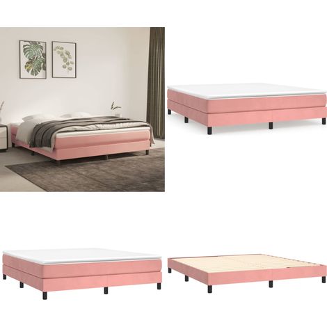 Sommier à lattes de lit avec matelas Rose 160x200 cm Velours - Lit Double - Lit Tapissier - Lit Velours - Literie - Chambre À Coucher - Home & Living (1/5)