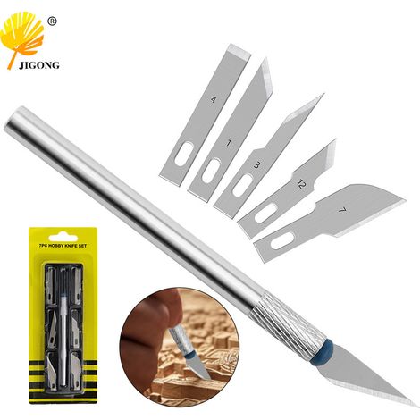 Couteau à graver 7 pièces, couteau à graver pour protection d'écran de téléphone portable, petit couteau à graver pour modélisme, couteau de poche multifonction