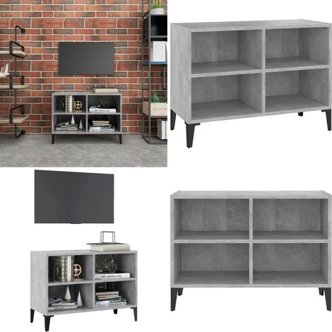 Mueble de TV con patas metal gris hormigón 69,5x30x50 cm - Soporte para TV - Mueble industrial