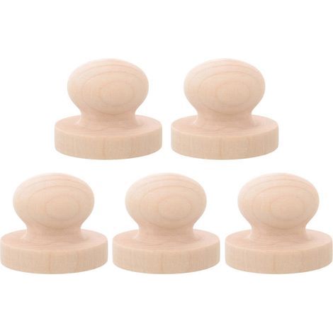Set mit 5 runden Holzstempeln (5 cm Durchmesser) mit Griffen, ideal für Scrapbooking, Bastelarbeiten und Planer. – 5,00 x 5,00 x 4,00 cm (1/4)