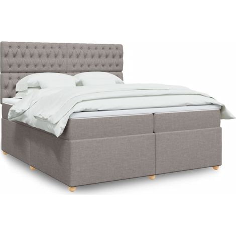 vidaXL Sommier à lattes de lit avec matelas Taupe 200x200 cm Tissu (1/5)