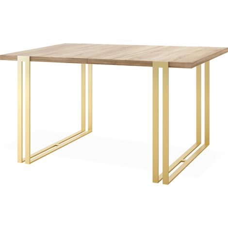 Ausziehbarer Esstisch - Großer Tisch im Loft-Stil mit Golden Metallbeinen 120 bis 220 cm - Industrietisch für das Wohnzimmer - Sonoma Eiche - 120 x 80 cm