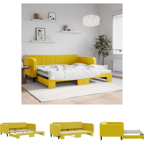 The Living Store Tagesbett Ausziehbar Gelb 100x200 cm Samt - Betten & Bettgestelle (1/5)