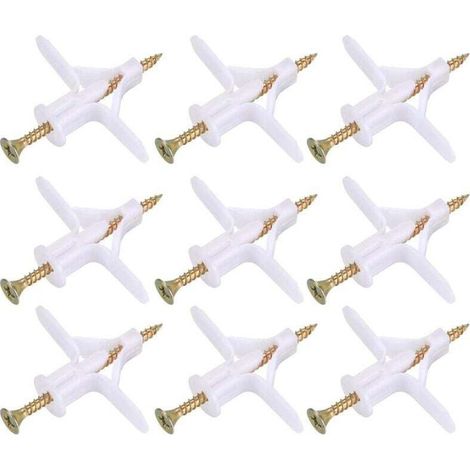 100 Pièces Fixations Plaques de Plâtre Inclus 50 Chevilles et 50 Vis pour Murs Creux Cloisons Sèches (1/4)