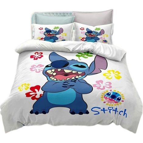 Parure de lit 3 pièces Stitch (anime), en microfibre réversible ultra-douce, 140 x 200 cm (1/5)