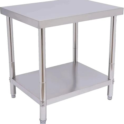 Table de travail, acier inoxydable durable, hauteur réglable, Argent (1/2)