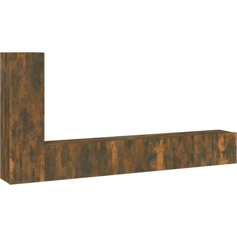 Conjunto de muebles mueble aparador TV televisión salón dormitorio salón 3 piezas roble ahumado madera de ingeniería marrón 020024594