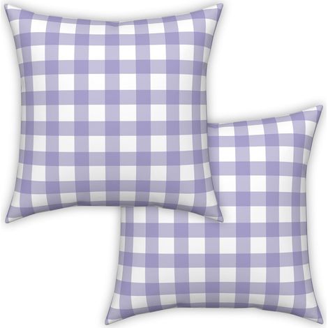 Housses de Coussins Vichy 40x40cm Ferme Vérifié Violet Taies d’Oreiller carrées Housses d’Oreiller pour Sofa Canapé Salon Décor à la Maison Étui à Coussin dispersé Paquet de 2 (1/5)