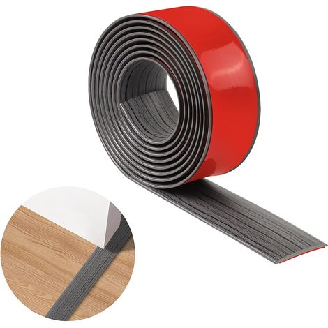 Bandes de Seuil en PVC - Lot de 1 - Matériau Souple et Résistant - Transition Sol Auto-adhésive - Pour Portes et Fenêtres - Gris Foncé et Bois (1/5)