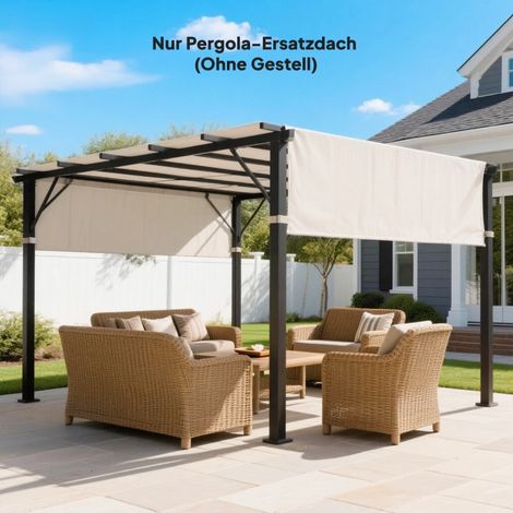 Toit de remplacement pour pergola avec protection UV,voile solaire pour toit en terrasse pour un kiosque de 3 x 3 m,blanc crème