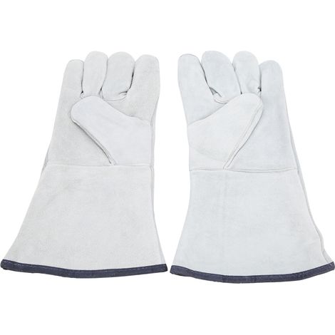 Paire de gants de soudage, paume intégrale, résistants à l'usure et à la chaleur, protection des mains, cuir de vachette gris pour le transport (1/5)