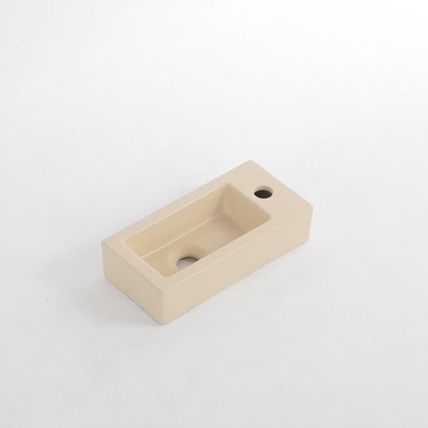 FugaFlow Eccelente Pietra Fontaine - 38x18,5x9cm - céramique - trou de robinet à droite - Beige mat
