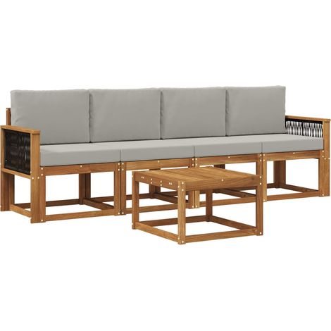 Outdoor Sofa Set with Cushion 4 pcs Natural and Light Grey vidaXL (1/5)