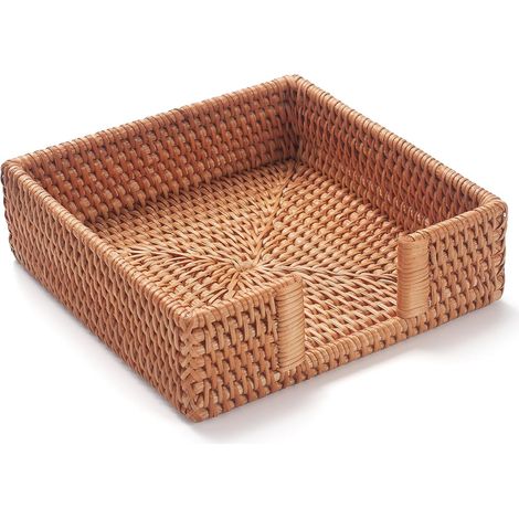 Porte-serviettes carré en osier, plateau à serviettes en osier, porte-serviettes en tissu pour salle à manger/cuisine/salle de bain (1/5)