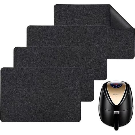 Alfombrilla aislante térmica de 4 piezas para freidora aire, Alfombrilla antideslizante electrodomésticos cocina, 44 x 30 x 0,3 cm, Gris oscuro (1/5)