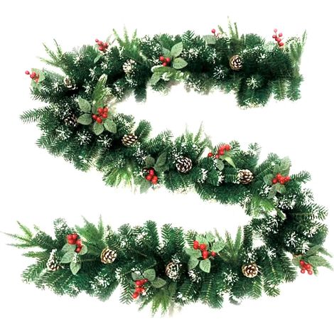 Guirlande Noël verte 2,7m vintage cheminée (1/5)