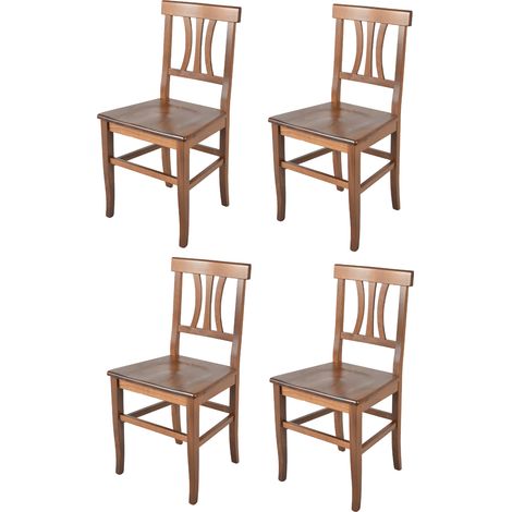 Tommychairs - Set 4 sedie modello Artemisia per cucina bar e sala da pranzo, robusta struttura in legno di faggio color noce chiaro e seduta in legno