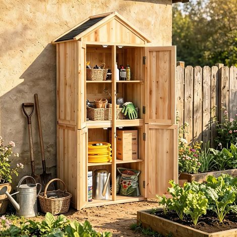 Cabane de jardin en bois 82 x 50 x 190 cm toit en asphalte (1/5)