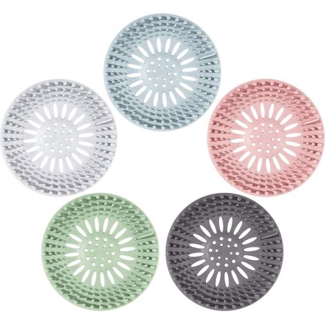 Couvercle De Drain - 13 Cm Diamètre - En Silicone Flexible - Pour Douche Salle De Bain Cuisine Baignoire - 5 Pièces (1/5)