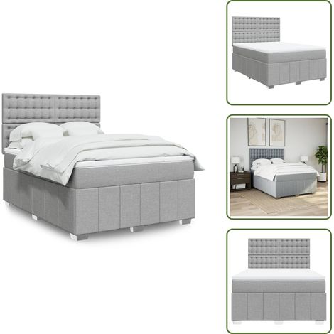 Sommier à lattes de lit avec matelas Gris clair 160x200cm Tissu - Sommier À Lattes De Lit - Sommiers À Lattes De Lit - Lit - Meuble De Chambre À Coucher (1/5)