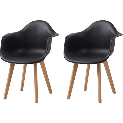 Wokaka Set di Due Sedie da Pranzo - Gambe in Legno - Sedie da Pranzo Scandinave - Nero