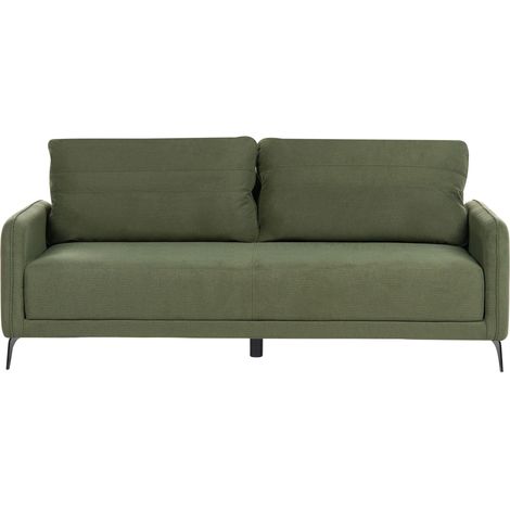 Sofa Bed Green Fabric Upholstered 3 Seater Pull Out Bed Metal Legs Water Repellent Minimalist Sleeping Function HEMING (1/5)