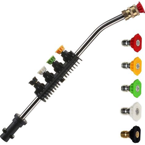 Lanza de extensión para limpiadora de alta presión, 58 cm (23''). Pistola pulverizadora de repuesto con 5 boquillas de chorro, para Karcher Serie K. (1/5)