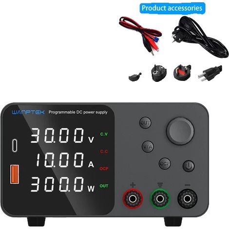 Alimentation électrique DC, sortie réglable, affichage convivial, 4 chiffres 30V 10A (1/2)