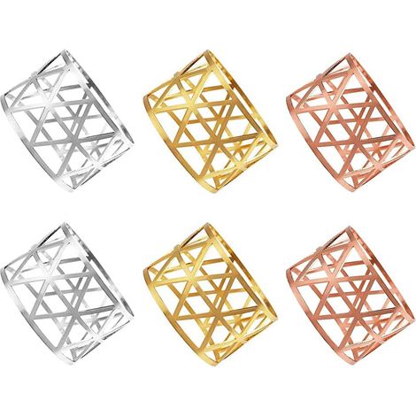 Ronds de serviette en métal, motif feuilles, pour la décoration de table (lot de 6), idéal pour les mariages, les dîners et les anniversaires. (1/5)