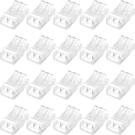 Lot de 20 connecteurs de bande COB à 2 broches 8 mm - Connecteur rapide étanche sans soudure - Noyau en cuivre étamé pour 5 V/12 V/24 V (1/5)