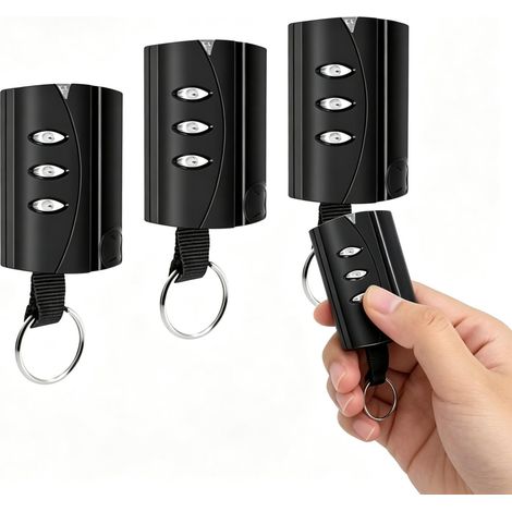 XTRELAMP-Lot de 3 télécommandes 433,92 MHz code roulant pour porte de garage – 3 canaux – facile à programmer (1/5)