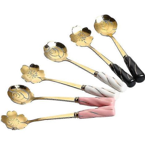 Ensemble de 6 cuillères à café et à thé, compatibles avec les fêtes autour du thé, du café et des desserts. (1/4)
