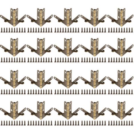 QORVA-Lot de 20 charnières à ressort à angle de 90° pour petits bijoux, coffrets à vin, boîtes à montres, couvercles en bois (bronze)