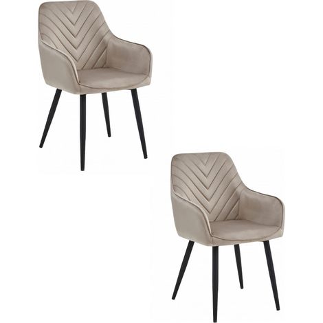 Sedia NANA - velluto beige scuro / gambe nere x 2 (1/5)