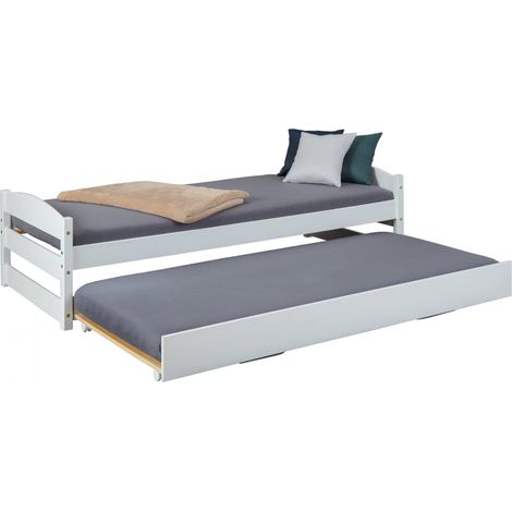 Dmora - Letto singolo Diwabuch, Sommier per camera da letto, Giroletto per stanza, Struttura porta materasso, 209x62 h97 cm, Bianco (1/5)
