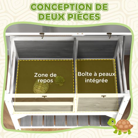 Enclos pour tortues sur pattes avec étagère de rangement en bois massif - 84 x 51 x 103 cm (1/5)