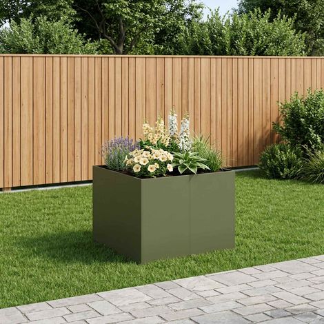 vidaXL Cache-pot de jardin Vert olive 80 x 80 x 60 cm (1/5)