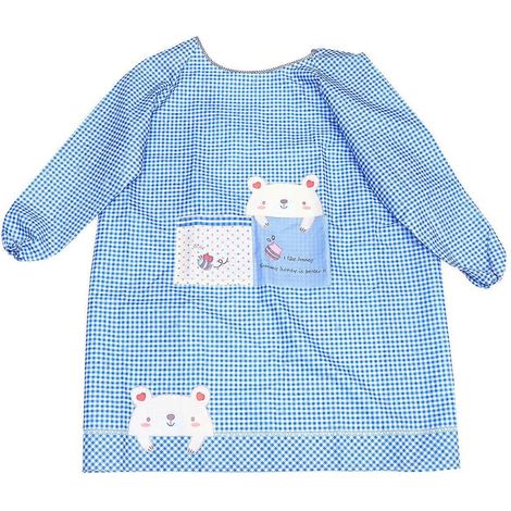 Tablier de cuisine adulte en peluche imprimée animal, résistant à l'huile, manches longues, élégant, pour la maison et le restaurant (bleu)-11059.5cm-Blue (1/3)