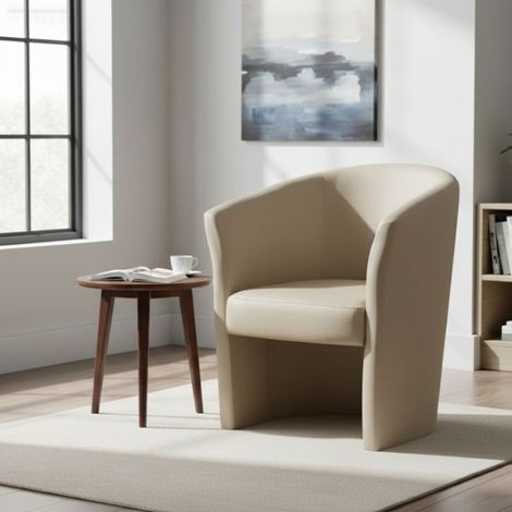 Dmora Sessel mit Kunstlederbezug, Farbe Beige, Maße 65 x 78 x 60 cm (1/5)