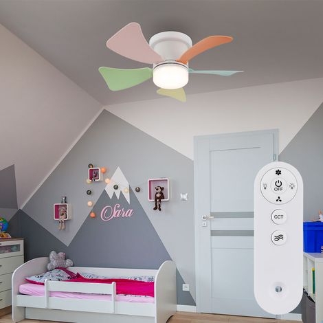 LED Ventilator Deckenventilator bunt Fernbedienung Tageslichtlampe Lüfter Timer CCT, 10W 750lm warmweiß-kaltweiß, D 40,6 cm (1/5)