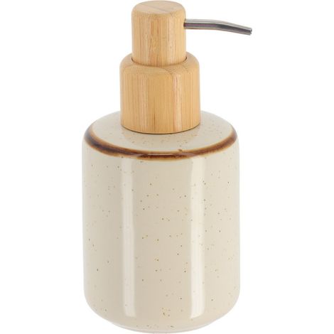 Seifenspender aus steinzeug mit bambuspumpe 300 ml - beige - Tendance (1/4)
