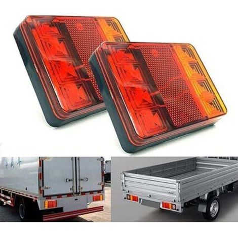 Feu arrière étanche à 8 LED, 2 pièces, rouge jaune, 12V, adapté aux remorques, camions, bateaux, voitures, avertissement de style