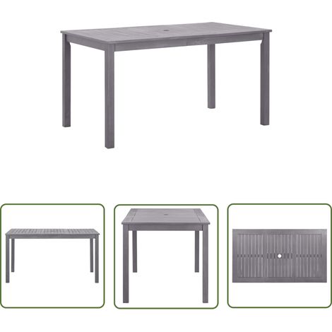The Living Store Gartentisch Grau 140x80x74 cm Massivholz Akazie - Gartentisch - Esszimmertisch - Akazienholz - Outdoor Möbel - Terrassenmöbel (1/5)