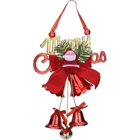 Décoration de porte en forme de cloche avec nœud, décoration de porte de Noël, décoration d'arbre de Noël (1/4)