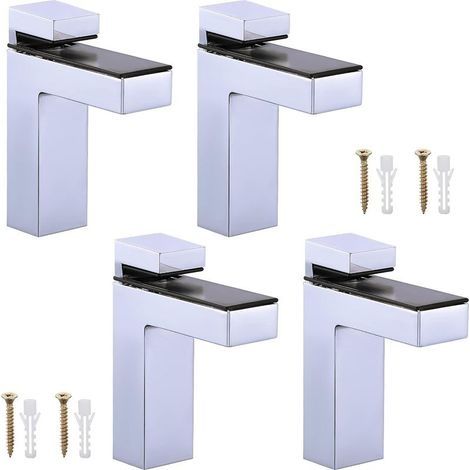 4Pack Support de Tablette en Verre en Bois réglable Support de Tablette en Alliage de Zinc solide Support de Verre en bois pour étagère de 5-30 mm d'épaisseur (1/5)